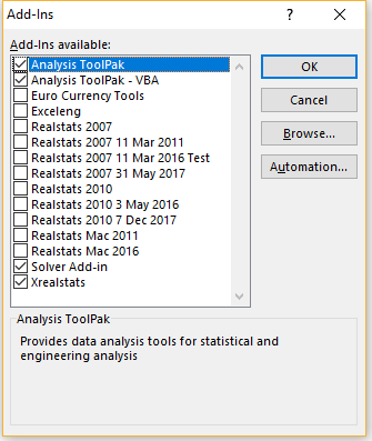 analysis solver excel for mac